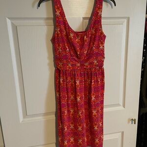 Faded Glory Pink & Orange Floral Midi Tank Dress